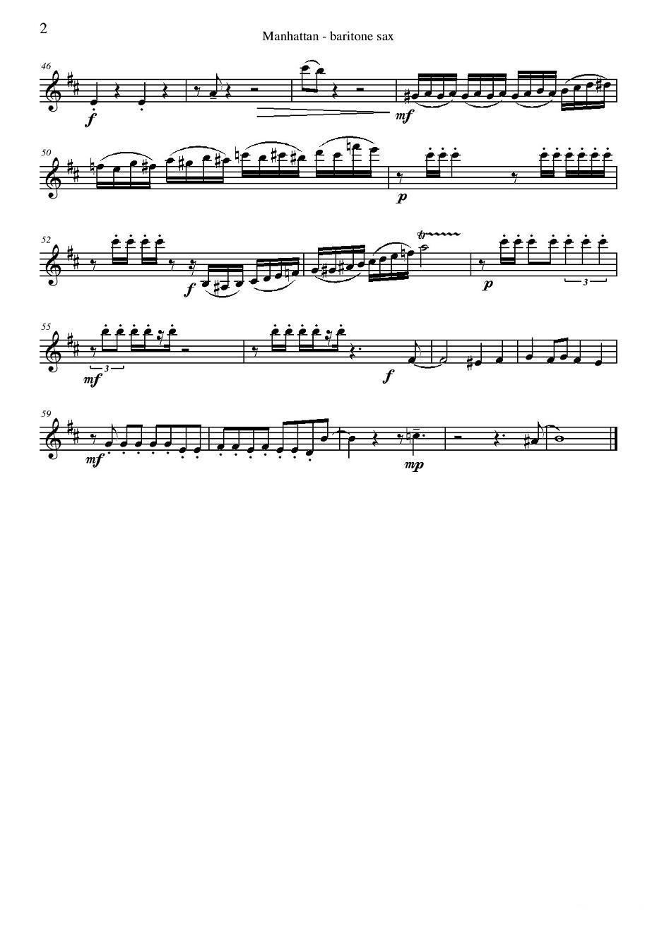 Manhattan Baritone Sax（四重奏上低音萨克斯分谱）萨克斯曲谱（图2）