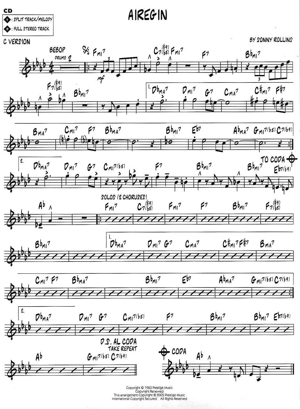 AIREGIN（jazz系列萨克斯谱）萨克斯曲谱（图1）