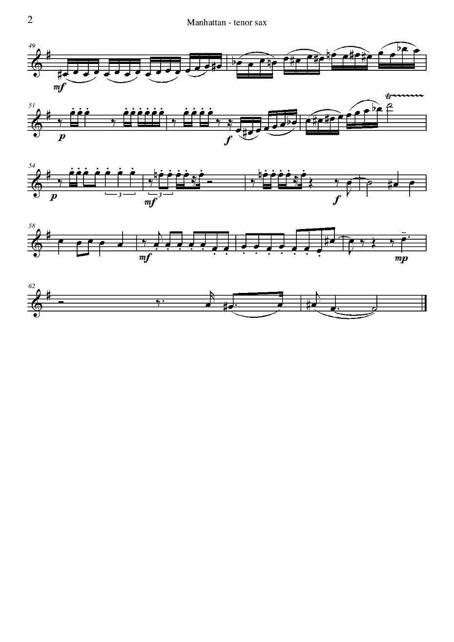 Manhattan Tenor Sax（四重奏次中音萨克斯分谱）萨克斯曲谱（图2）