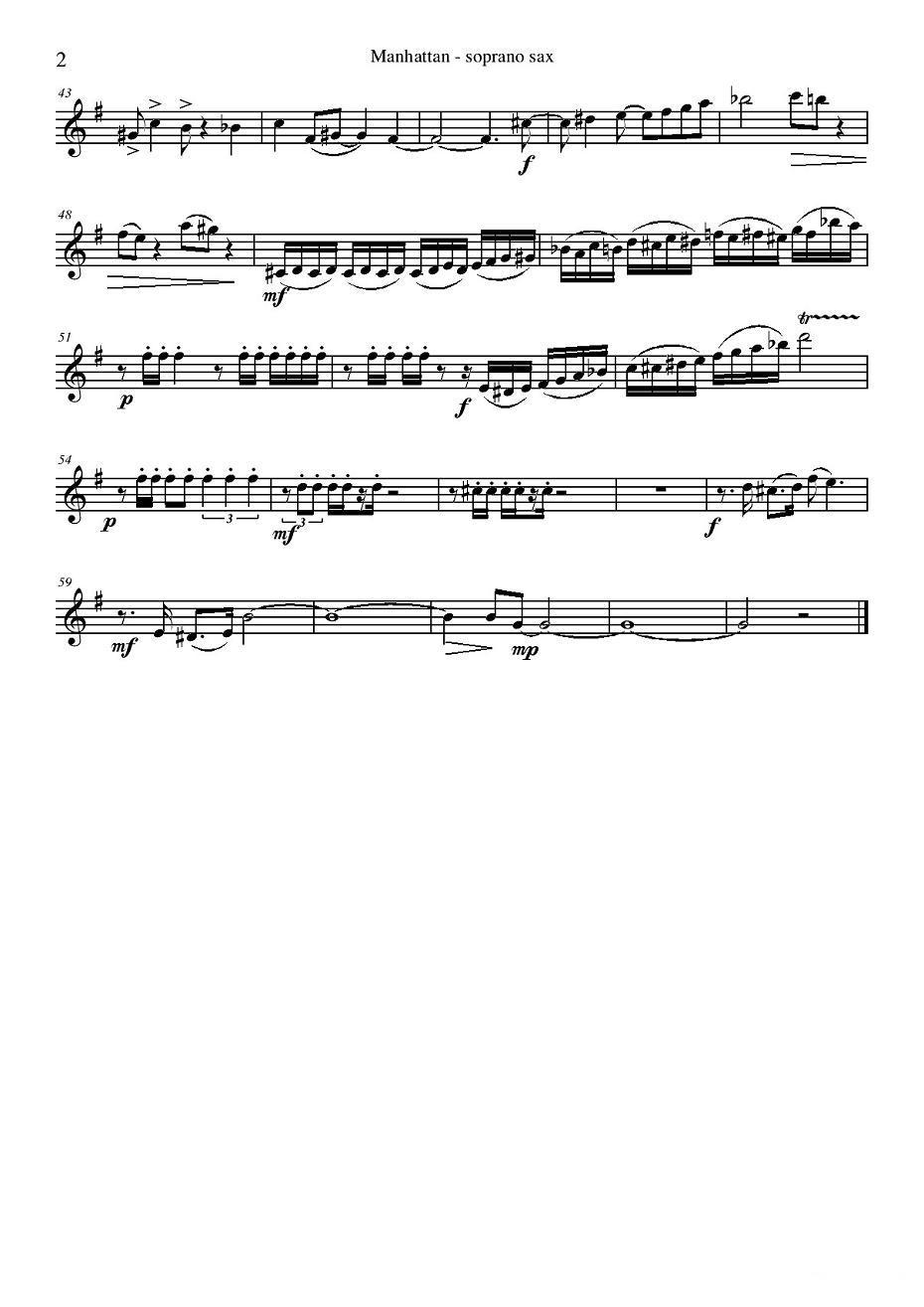Manhattan Soprano Sax（四重奏高音萨克斯分谱）萨克斯曲谱（图2）