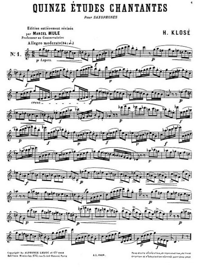 克劳斯古典萨克斯练习曲1-10萨克斯曲谱（图1）