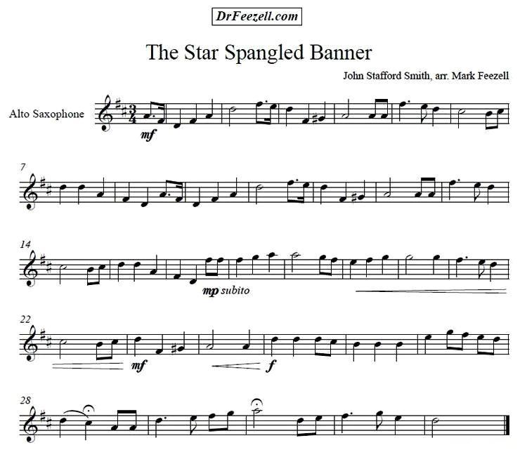 The Star Spangled Banner萨克斯曲谱（图1）