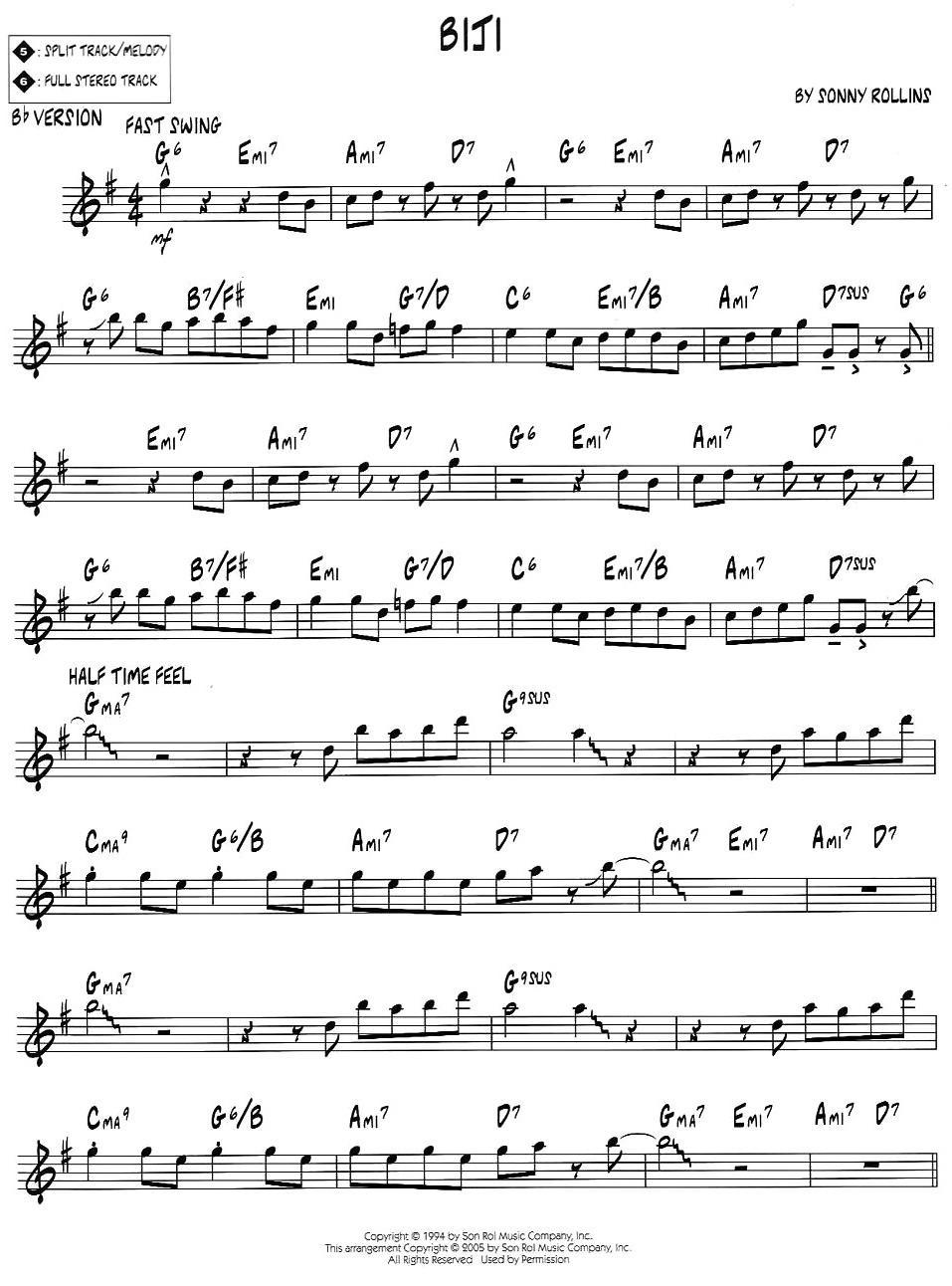 BIJI（jazz系列萨克斯谱）萨克斯曲谱（图1）