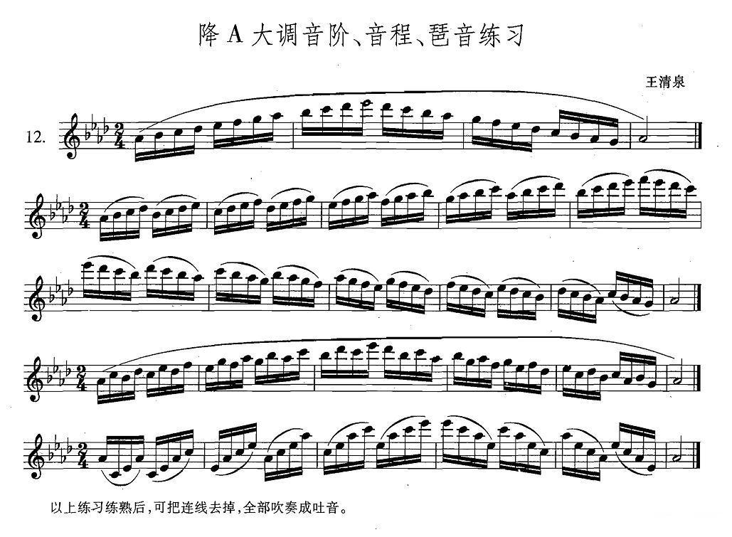 萨克斯练习曲合集（4—12）降A大调音阶，音程，琶音练习萨克斯曲谱（图1）