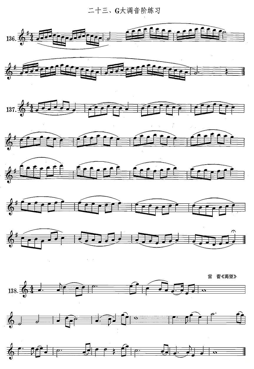 萨克斯练习曲合集（1—23）G大调音阶练习萨克斯曲谱（图1）
