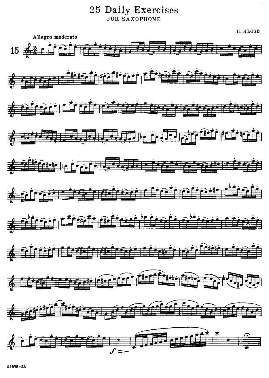 klose - 25首萨克斯练习曲（15）萨克斯曲谱（图1）