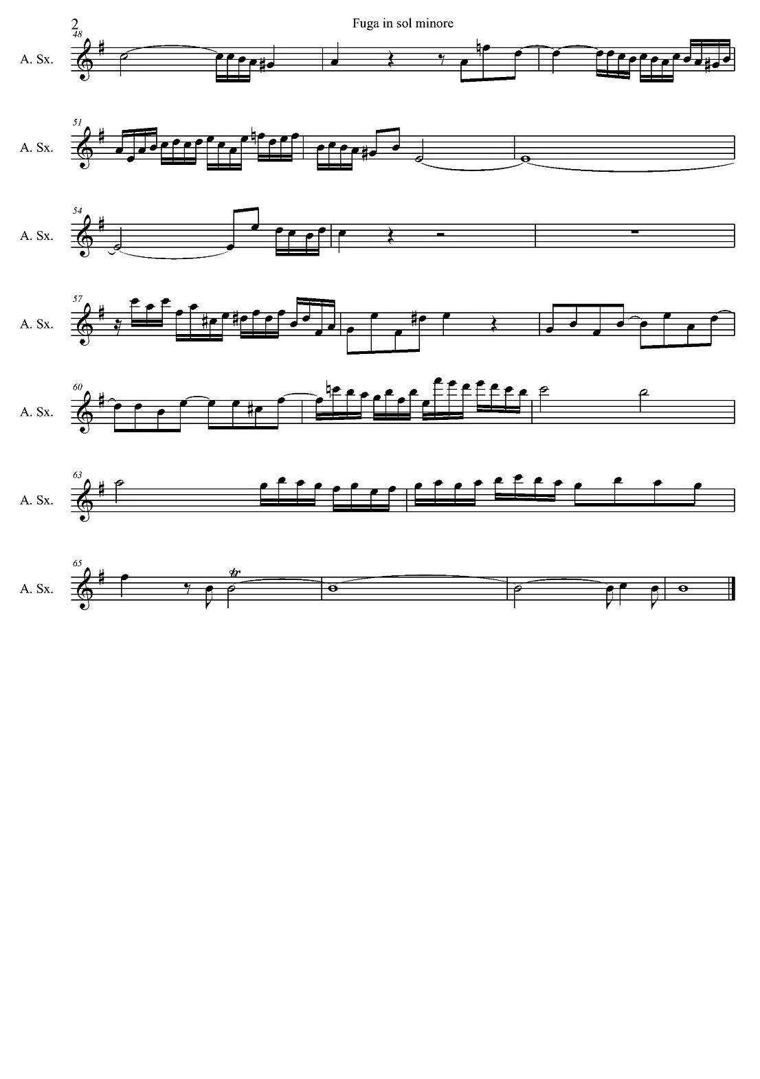 Fuga in sol minore （四重奏之中音萨克斯分谱）萨克斯曲谱（图2）