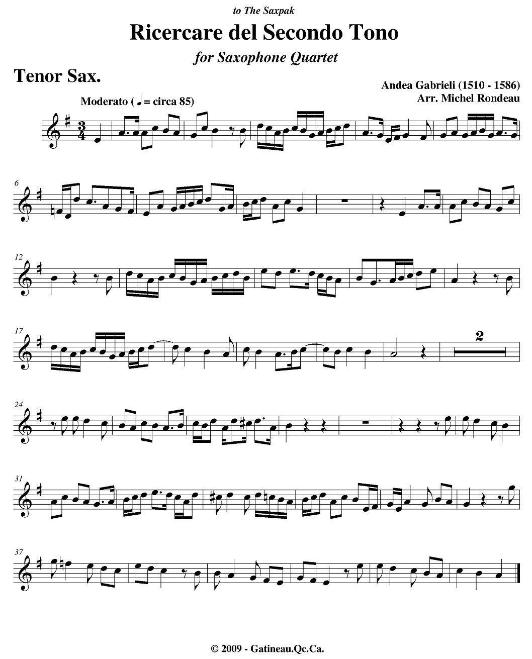 Ricercare del Secondo Tono（四重奏分谱）萨克斯曲谱（图4）