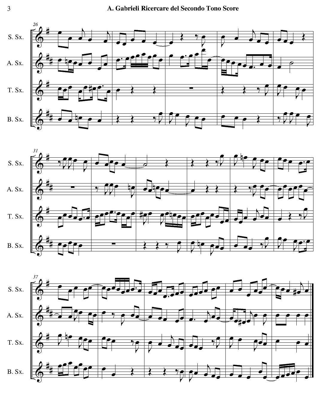 Ricercare del Secondo Tono（四重奏）萨克斯曲谱（图3）