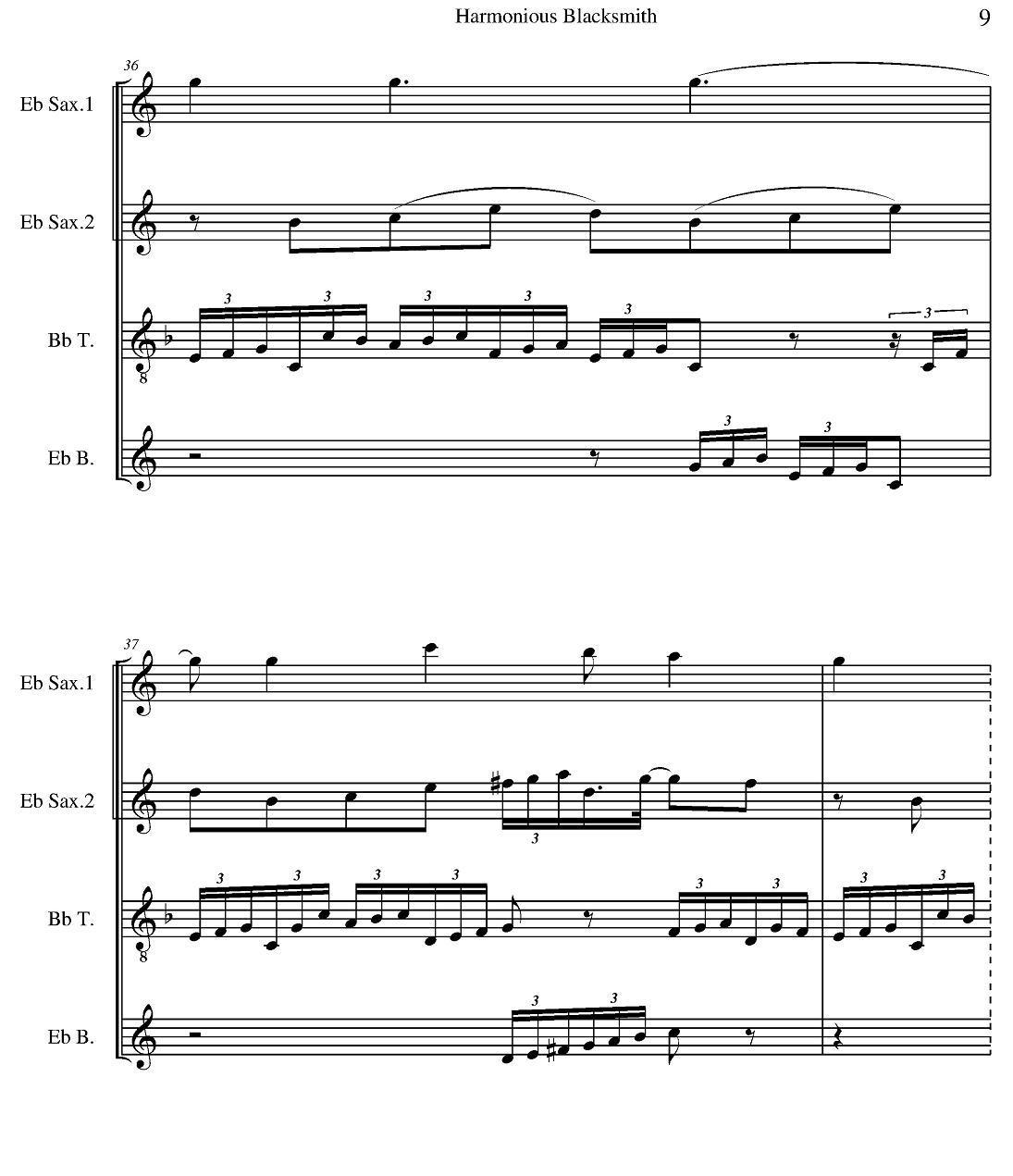 Harmonious Blacksmith（快乐的铁匠）（四重奏）萨克斯曲谱（图9）