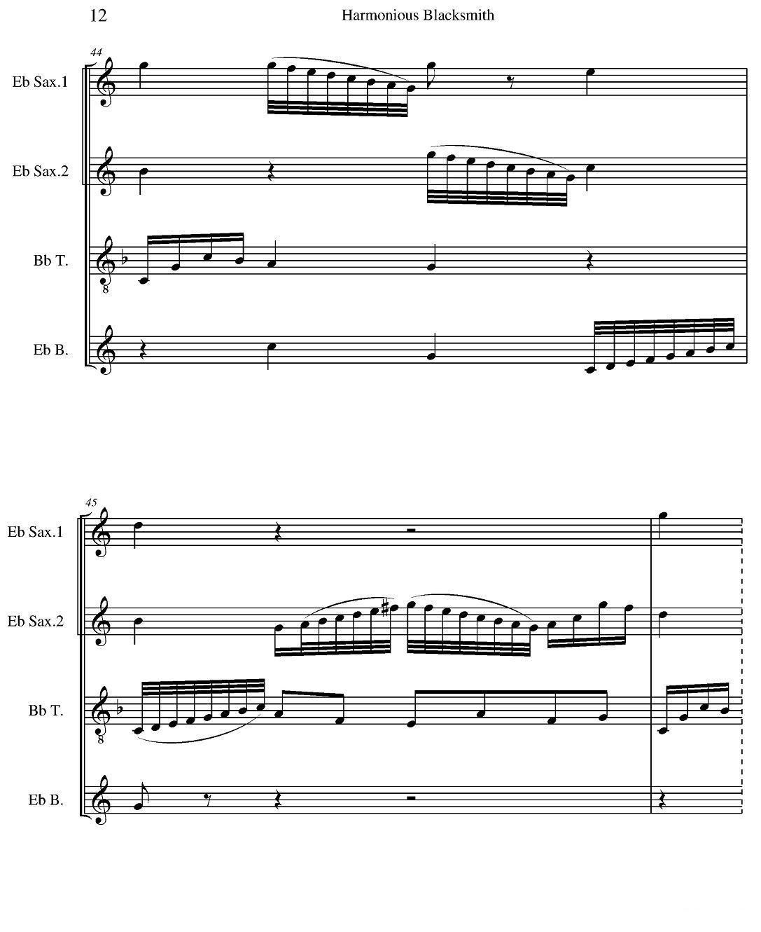 Harmonious Blacksmith（快乐的铁匠）（四重奏）萨克斯曲谱（图12）