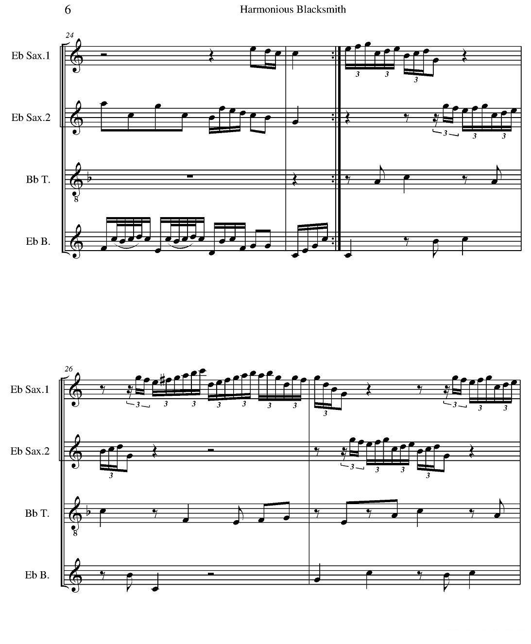 Harmonious Blacksmith（快乐的铁匠）（四重奏）萨克斯曲谱（图6）