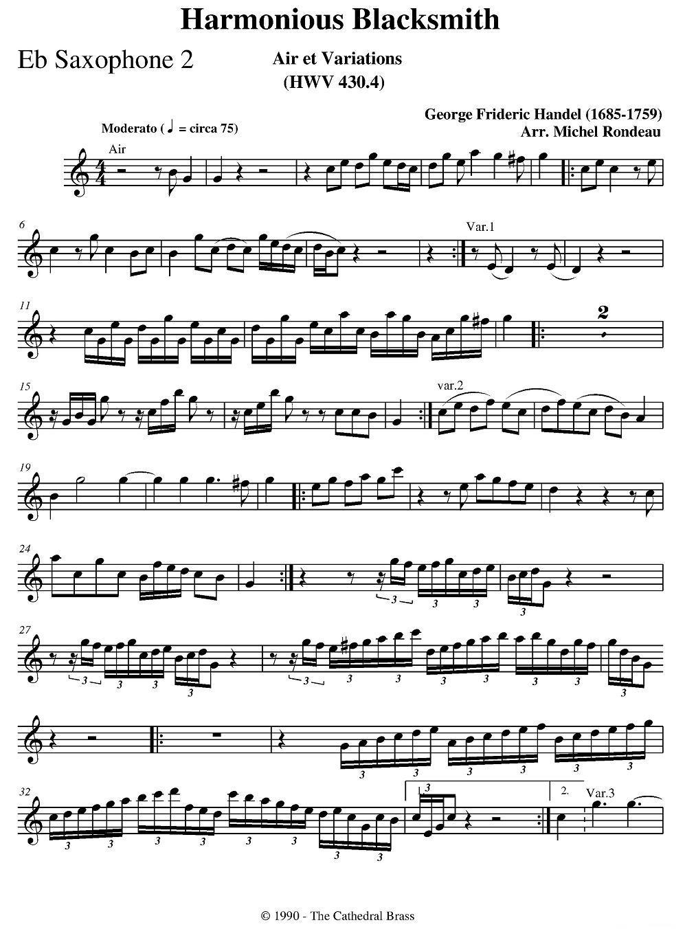 Harmonious Blacksmith（快乐的铁匠）（四重奏分谱）萨克斯曲谱（图3）