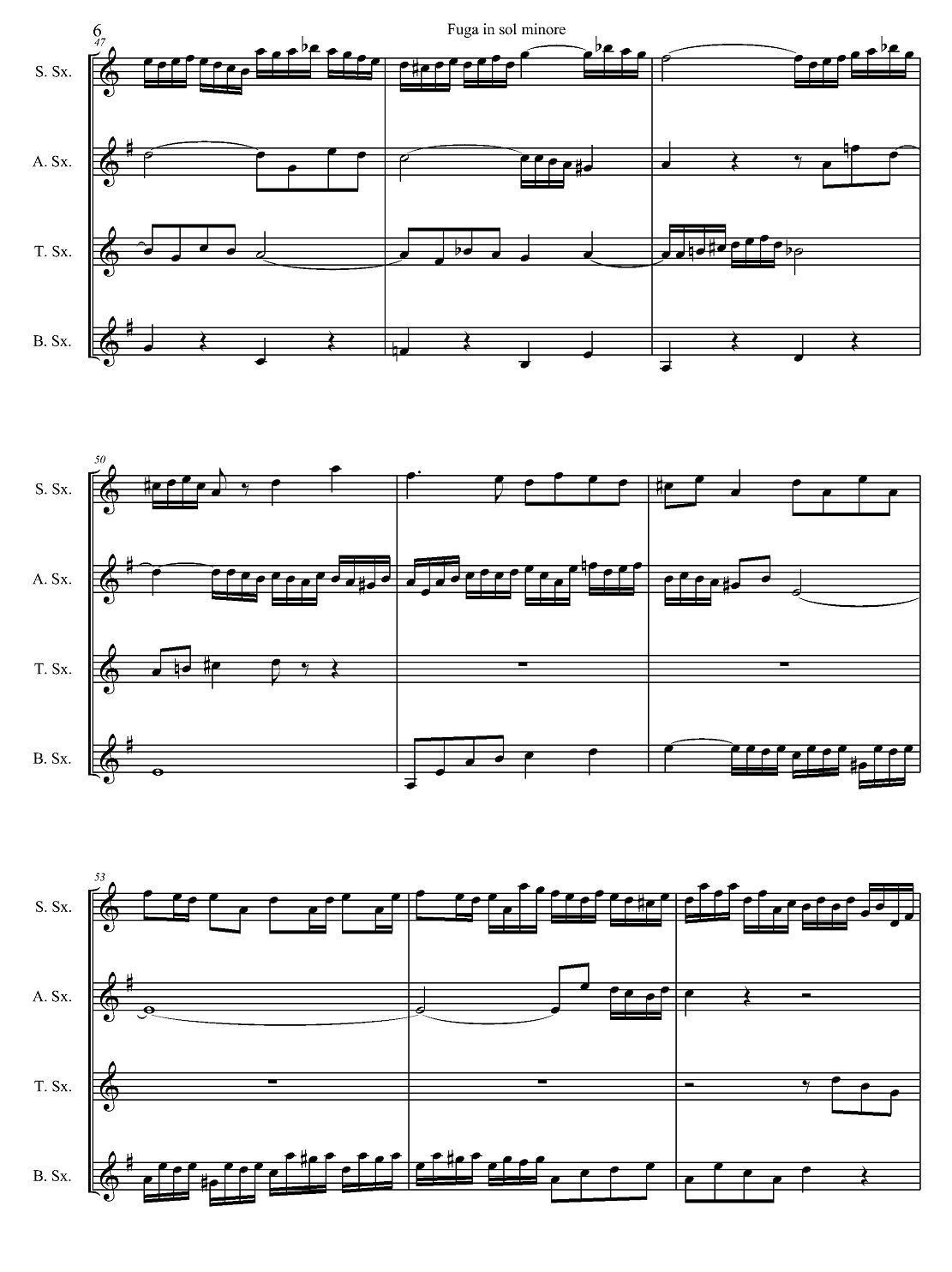 Fuga in sol minore （四重奏）萨克斯曲谱（图6）
