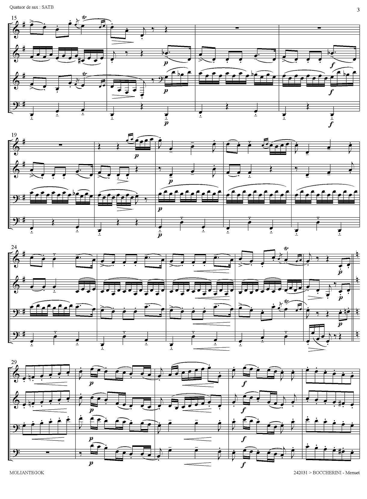 Quintette Op.11 No.5（四重奏）萨克斯曲谱（图2）