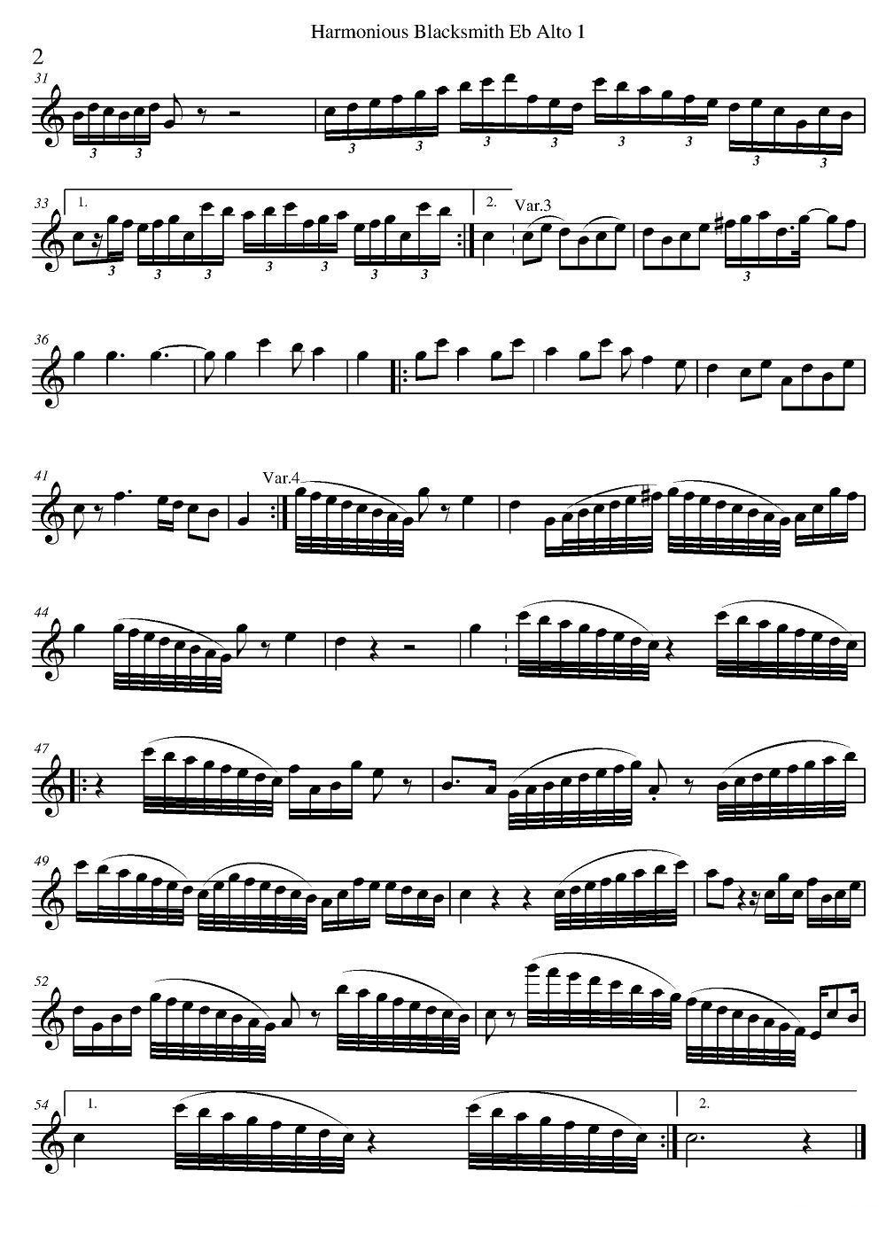 Harmonious Blacksmith（快乐的铁匠）（四重奏分谱）萨克斯曲谱（图2）