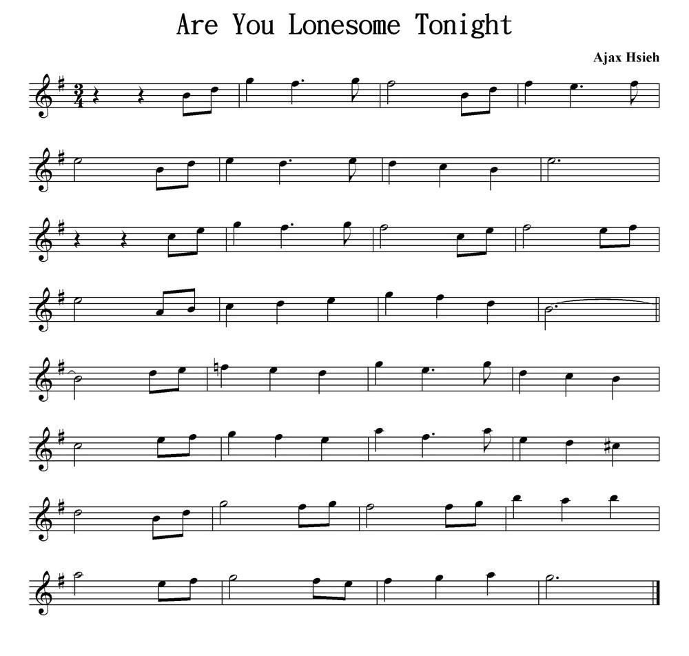 Are You Lonesome Tonight萨克斯曲谱（图1）