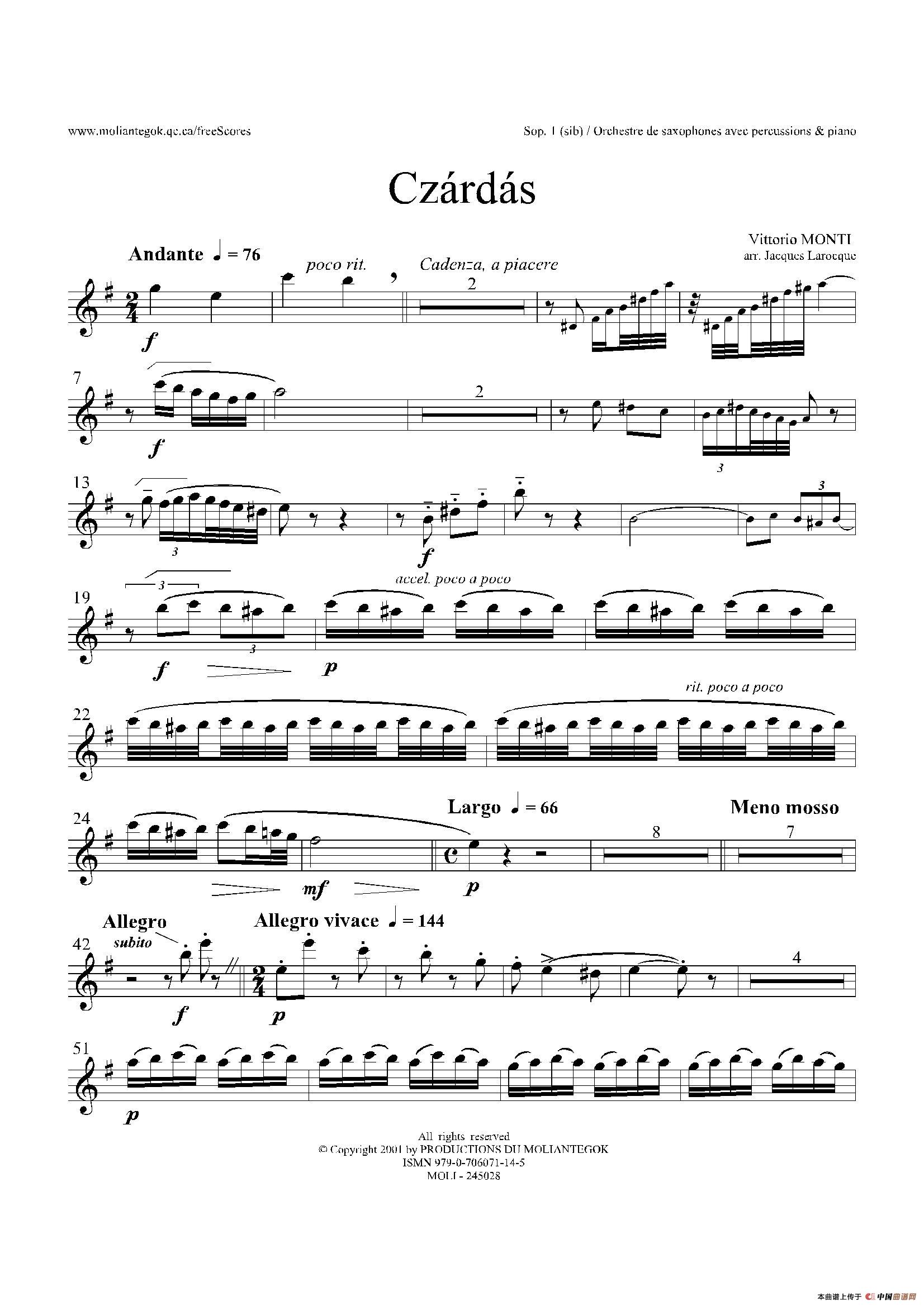 Czardas 查尔达斯（15重奏）（2支高音萨克斯）萨克斯曲谱（图1）