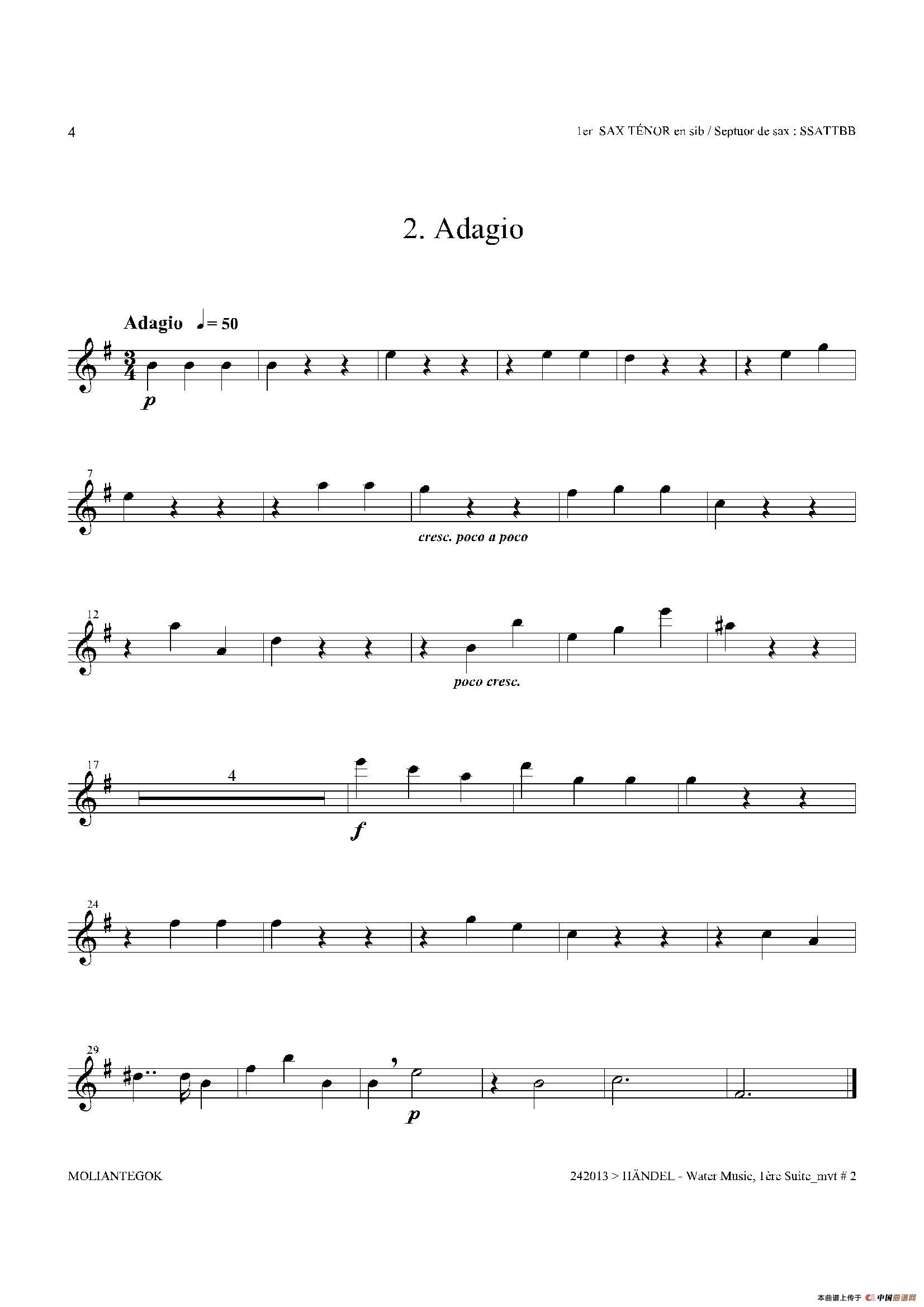 Water Music（HWV.348 No.1）（第一次中音萨克斯）萨克斯曲谱（图3）
