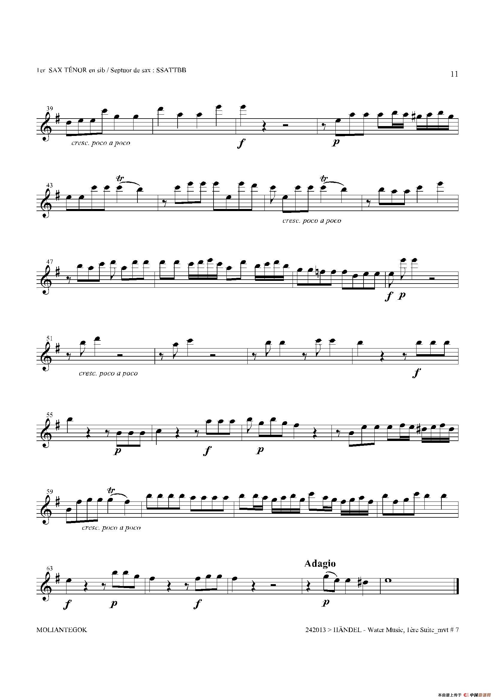 Water Music（HWV.348 No.1）（第一次中音萨克斯）萨克斯曲谱（图10）