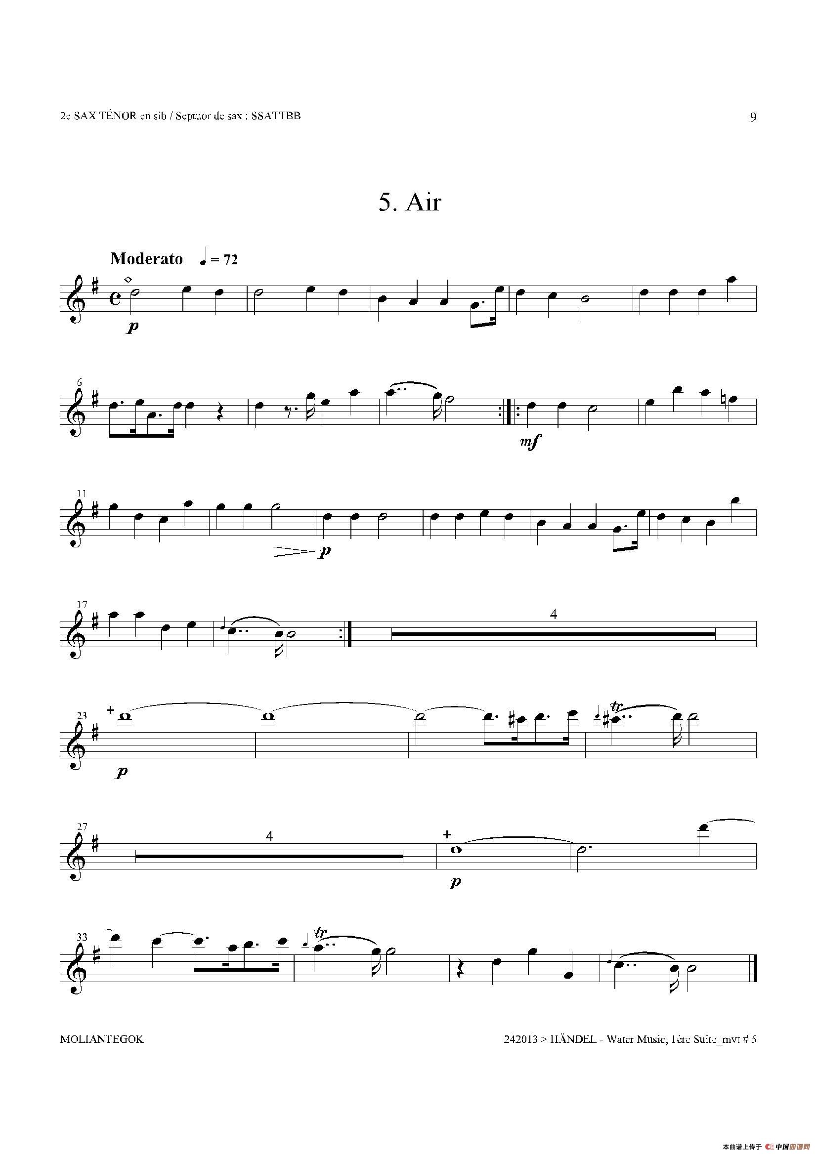 Water Music（HWV.348 No.1）（第二次中音萨克斯）萨克斯曲谱（图8）