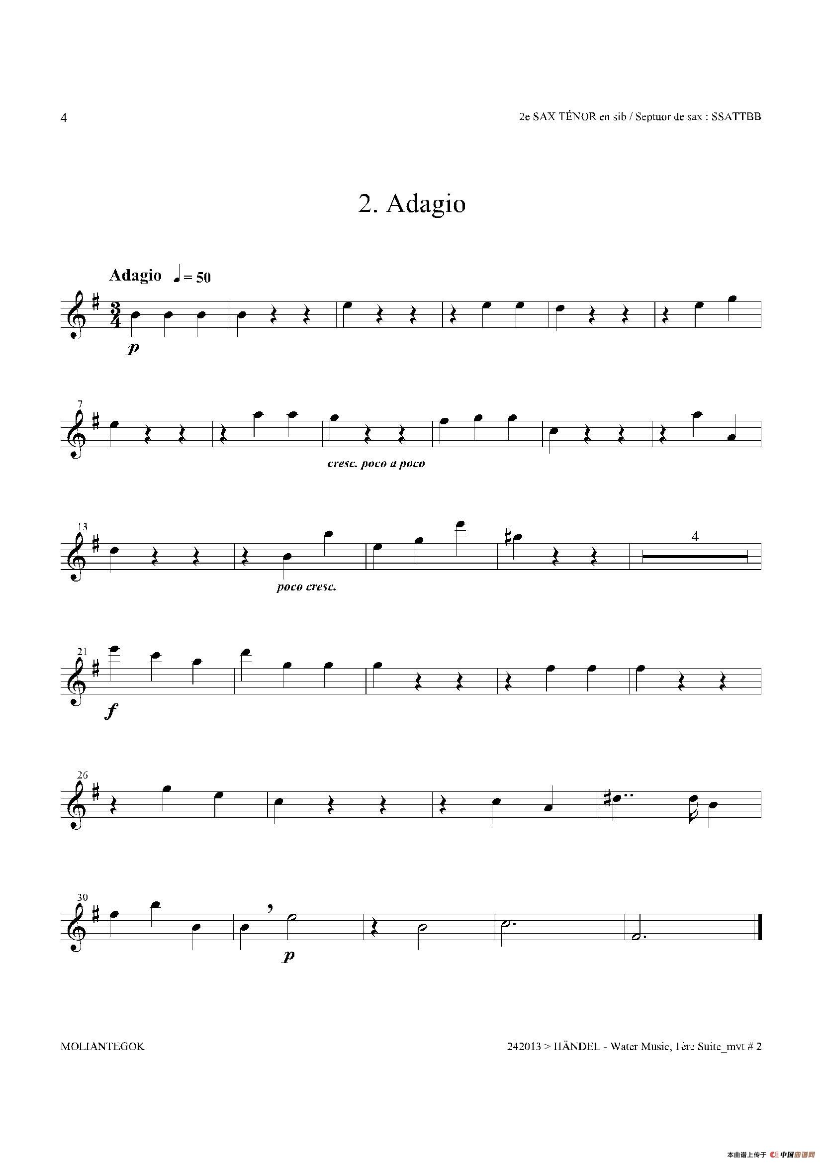 Water Music（HWV.348 No.1）（第二次中音萨克斯）萨克斯曲谱（图3）