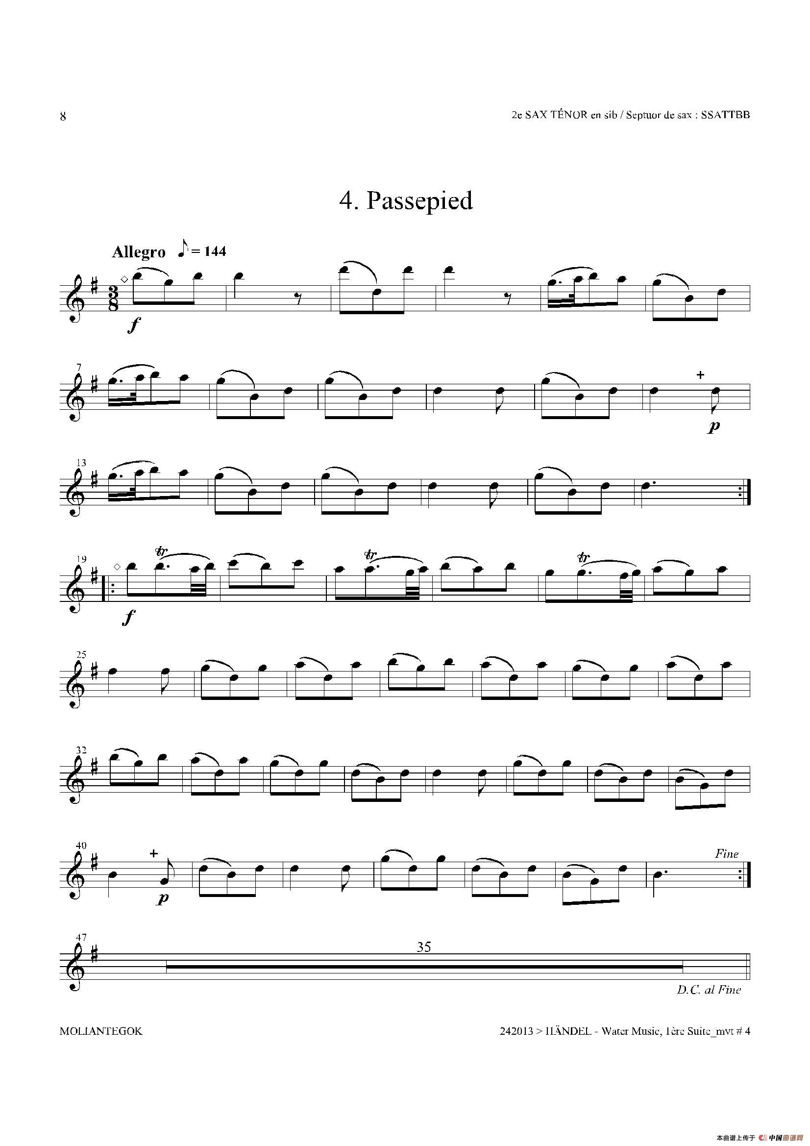 Water Music（HWV.348 No.1）（第二次中音萨克斯）萨克斯曲谱（图7）