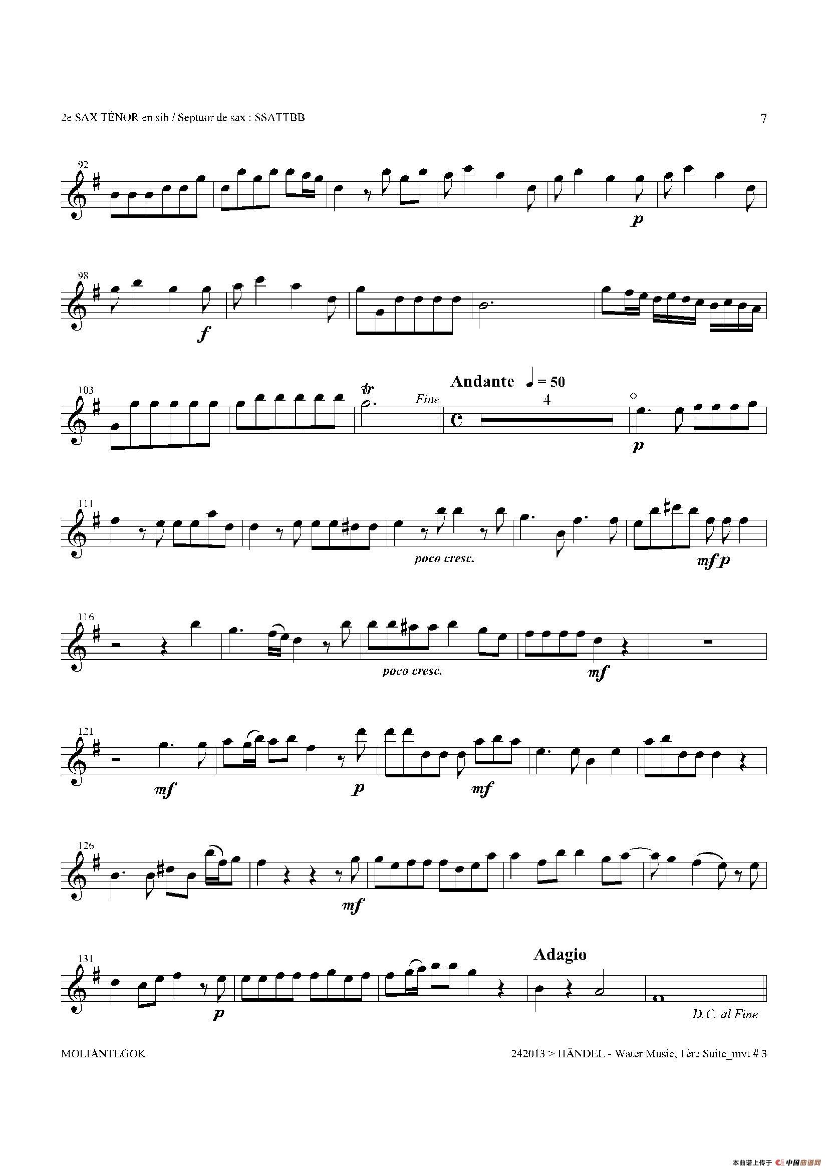 Water Music（HWV.348 No.1）（第二次中音萨克斯）萨克斯曲谱（图6）