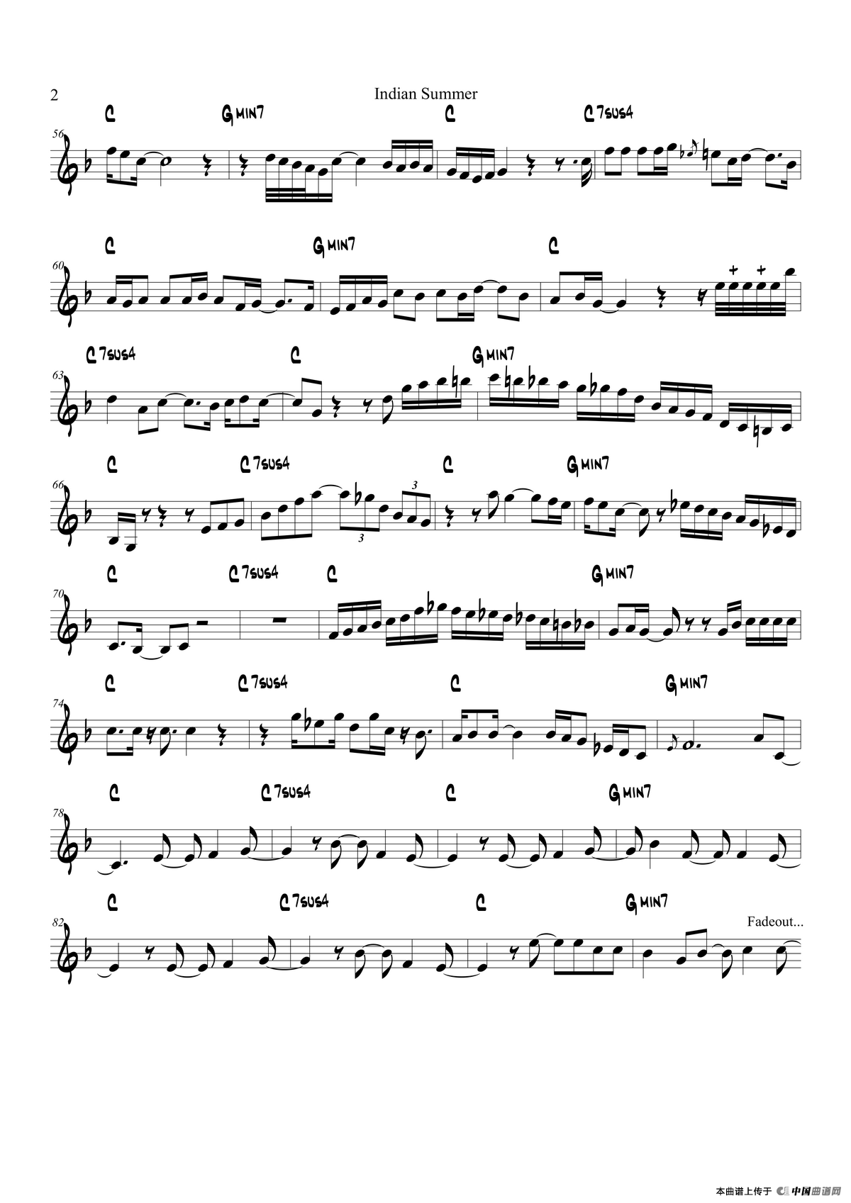 Indian Summer（Trumpet in Bb）萨克斯曲谱（图2）