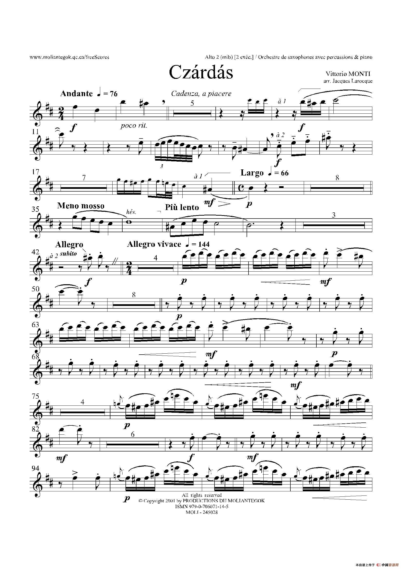 Czardas 查尔达斯（15重奏）（3支中音萨克斯）萨克斯曲谱（图1）