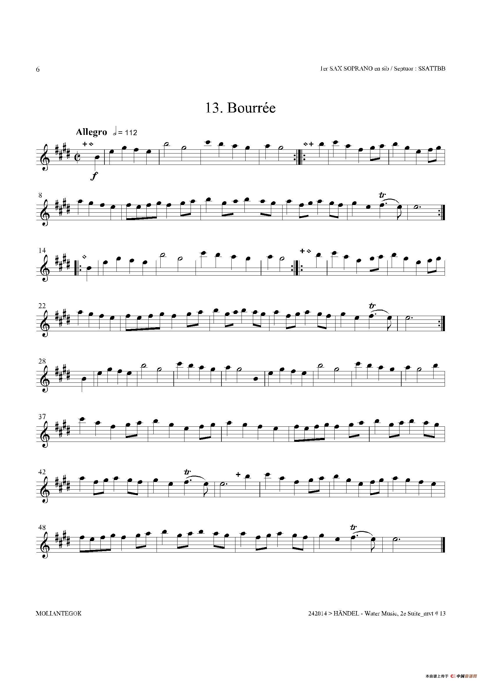 Water Music（HWV.349 No.2）（第一高音萨克斯）萨克斯曲谱（图6）