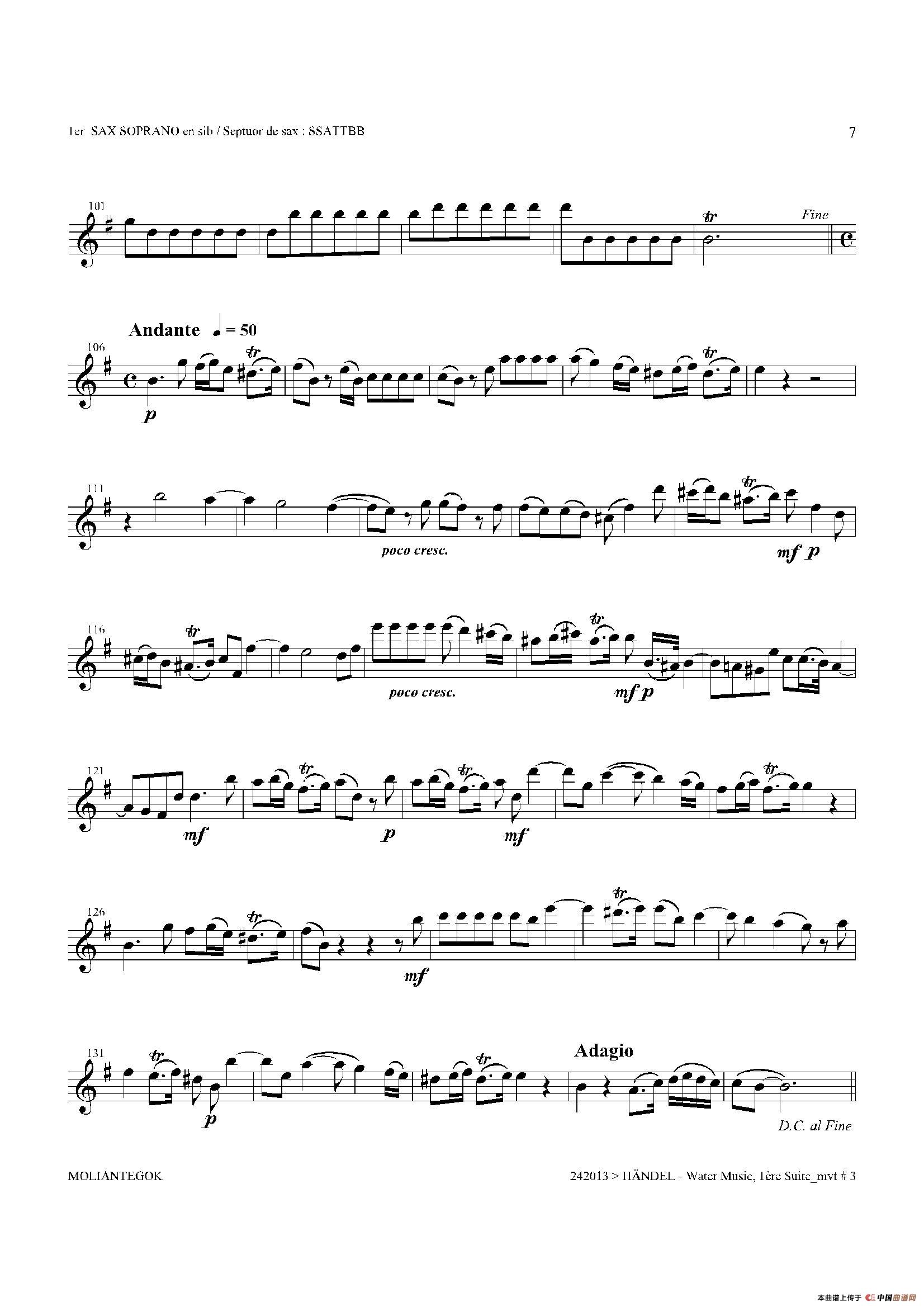 Water Music（HWV.348 No.1）（第一高音萨克斯）萨克斯曲谱（图6）