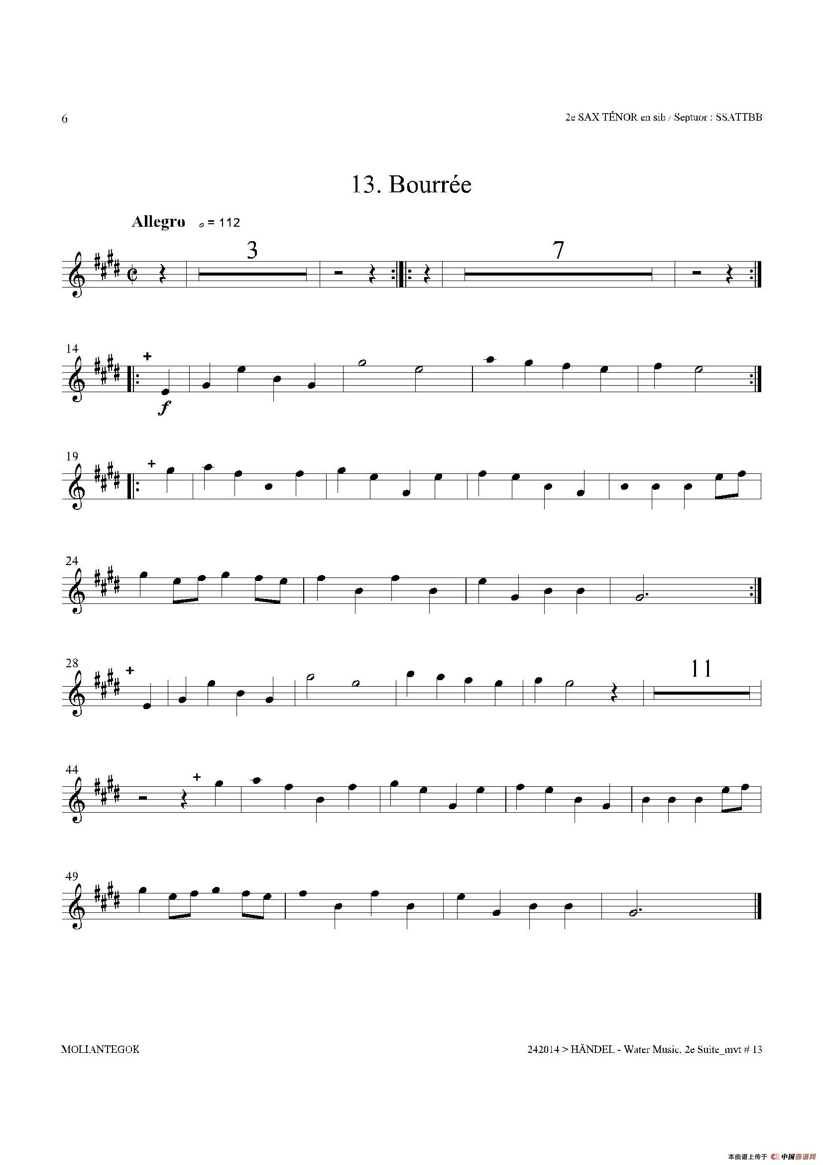 Water Music（HWV.349 No.2）（第二次中音萨克斯）萨克斯曲谱（图6）