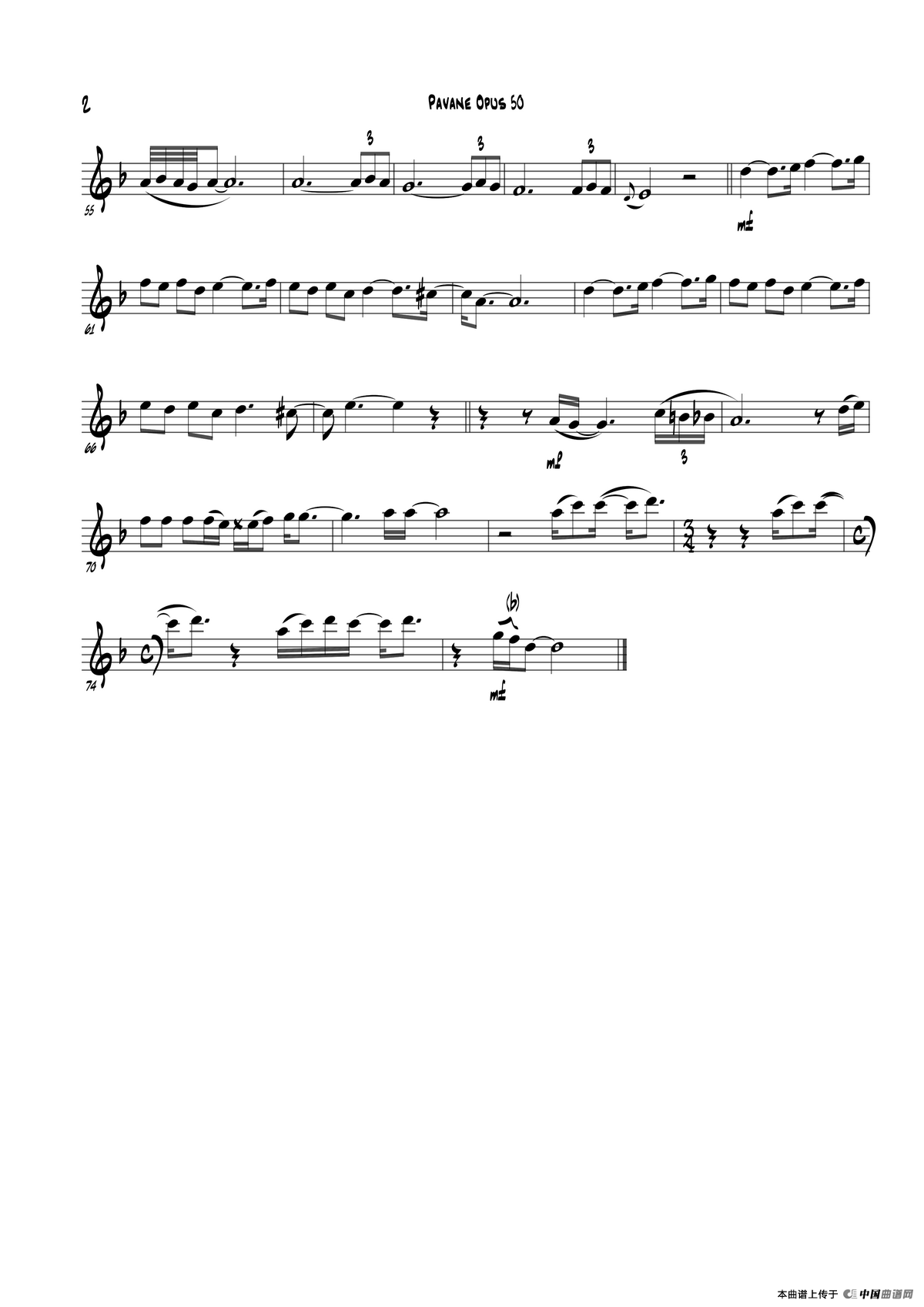 Pavane Opus 50（bE Part）萨克斯曲谱（图2）