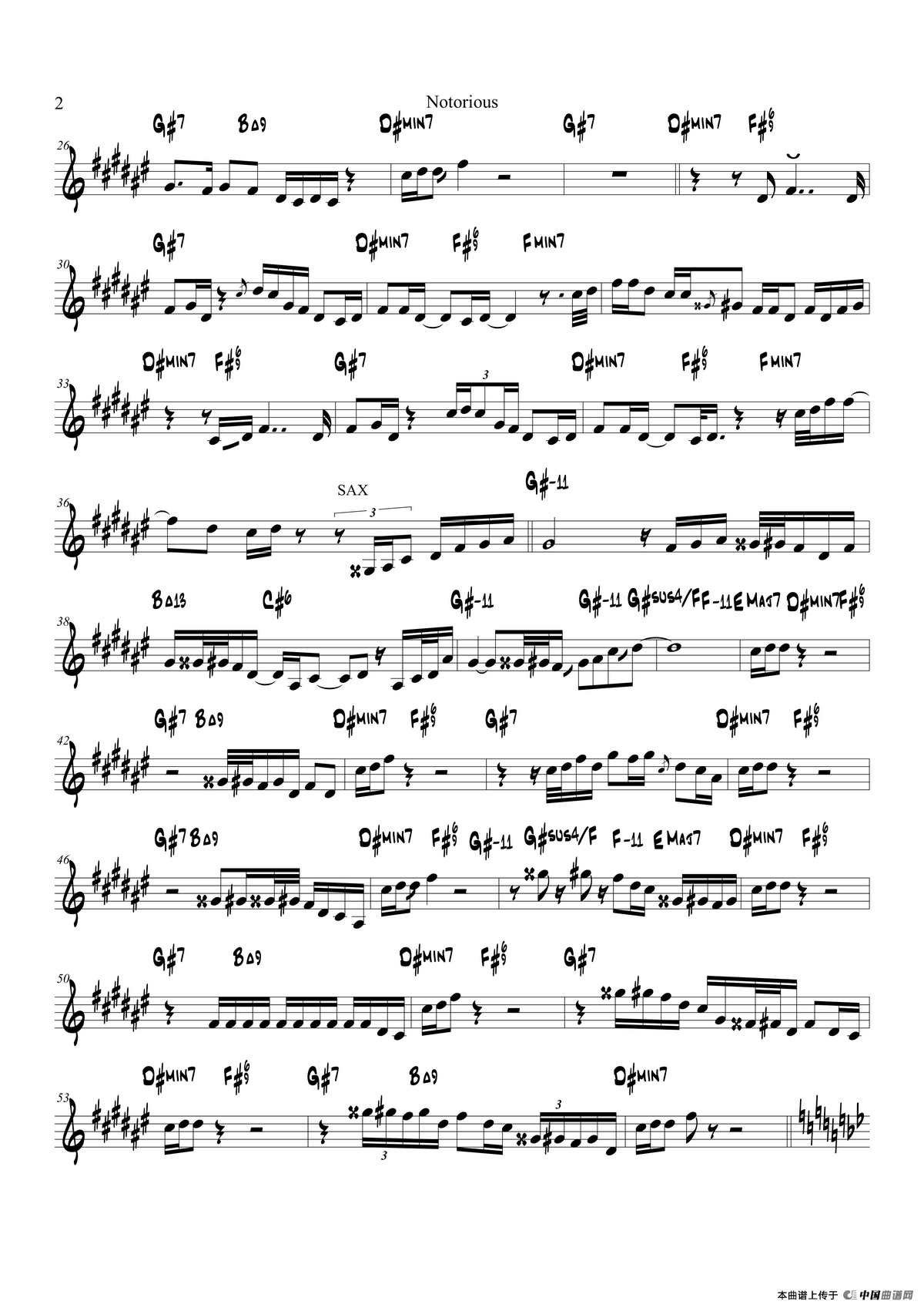 Notorious（Trumpet Bb）萨克斯曲谱（图2）