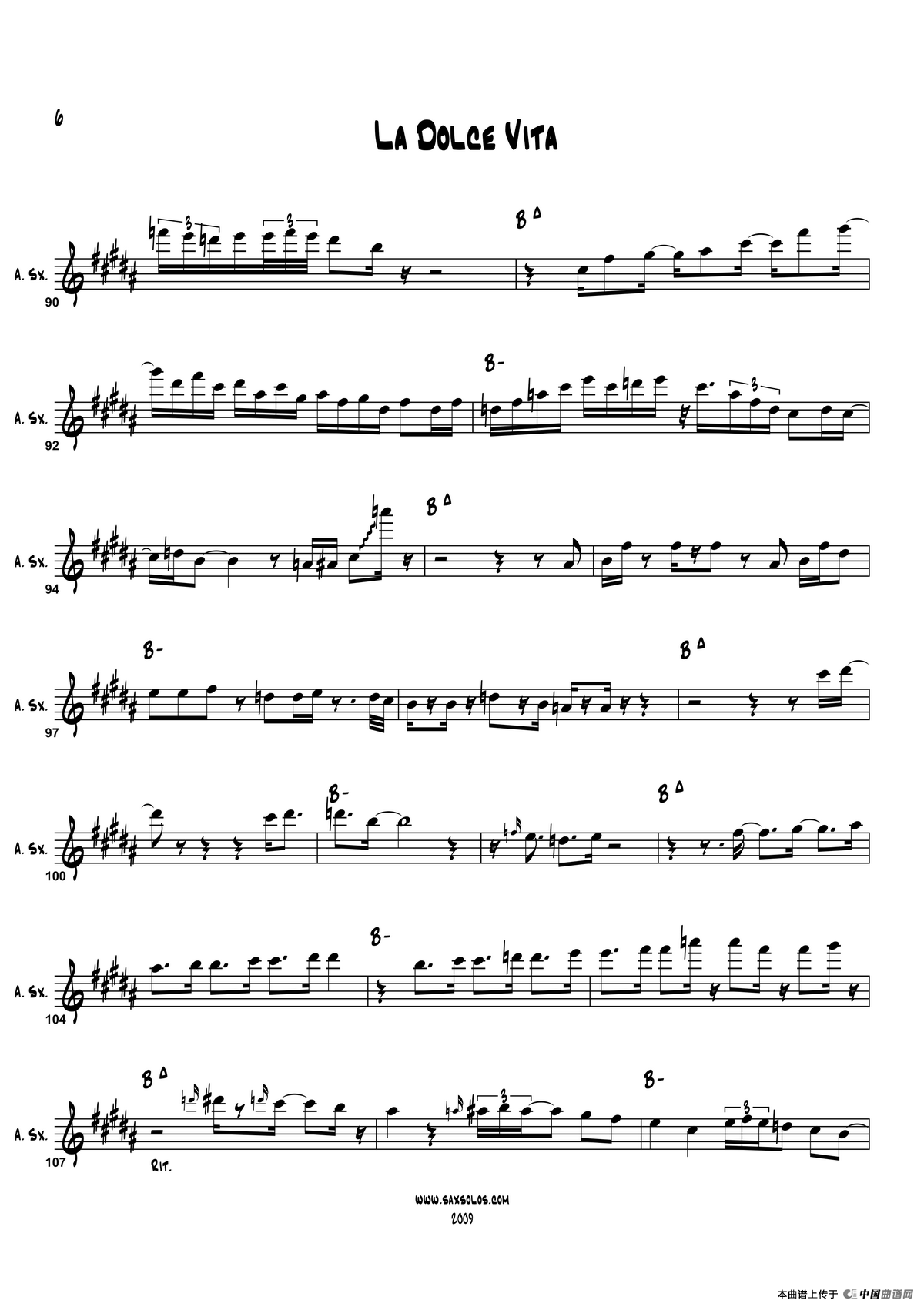 La Dolce Vita（中音萨克斯）萨克斯曲谱（图6）