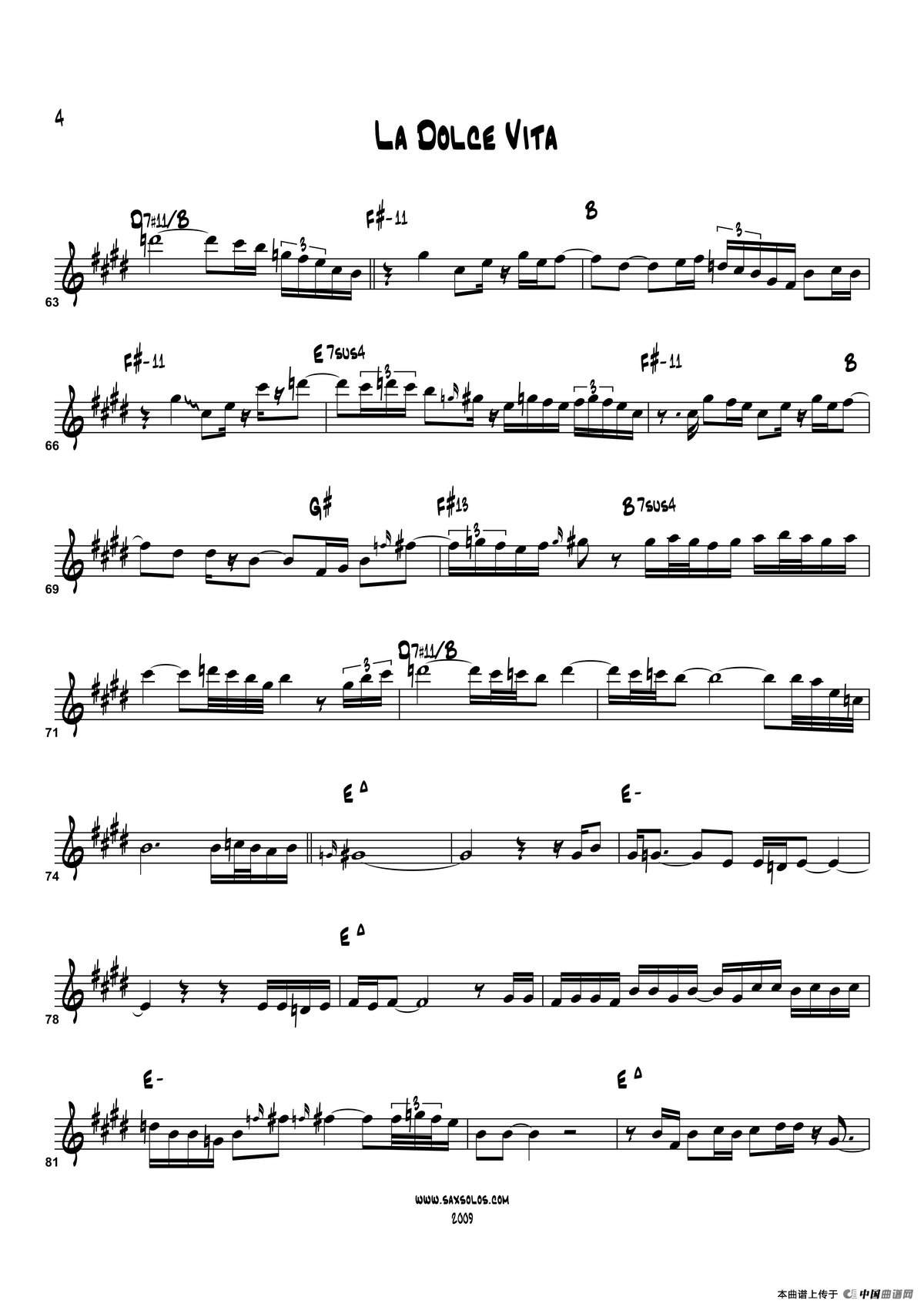 La Dolce Vita（高音萨克斯）萨克斯曲谱（图4）