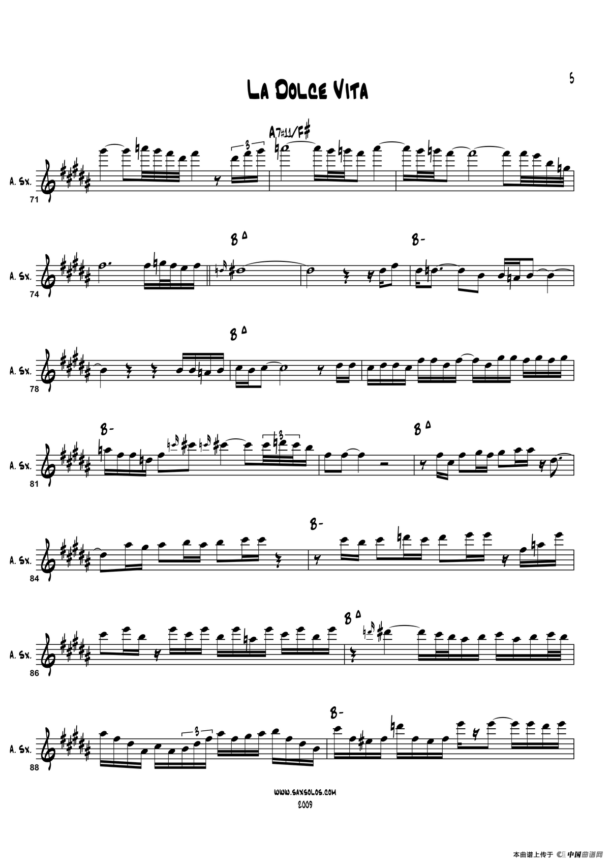 La Dolce Vita（中音萨克斯）萨克斯曲谱（图5）