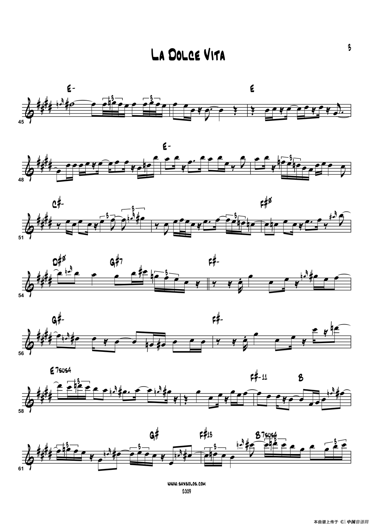 La Dolce Vita（高音萨克斯）萨克斯曲谱（图3）