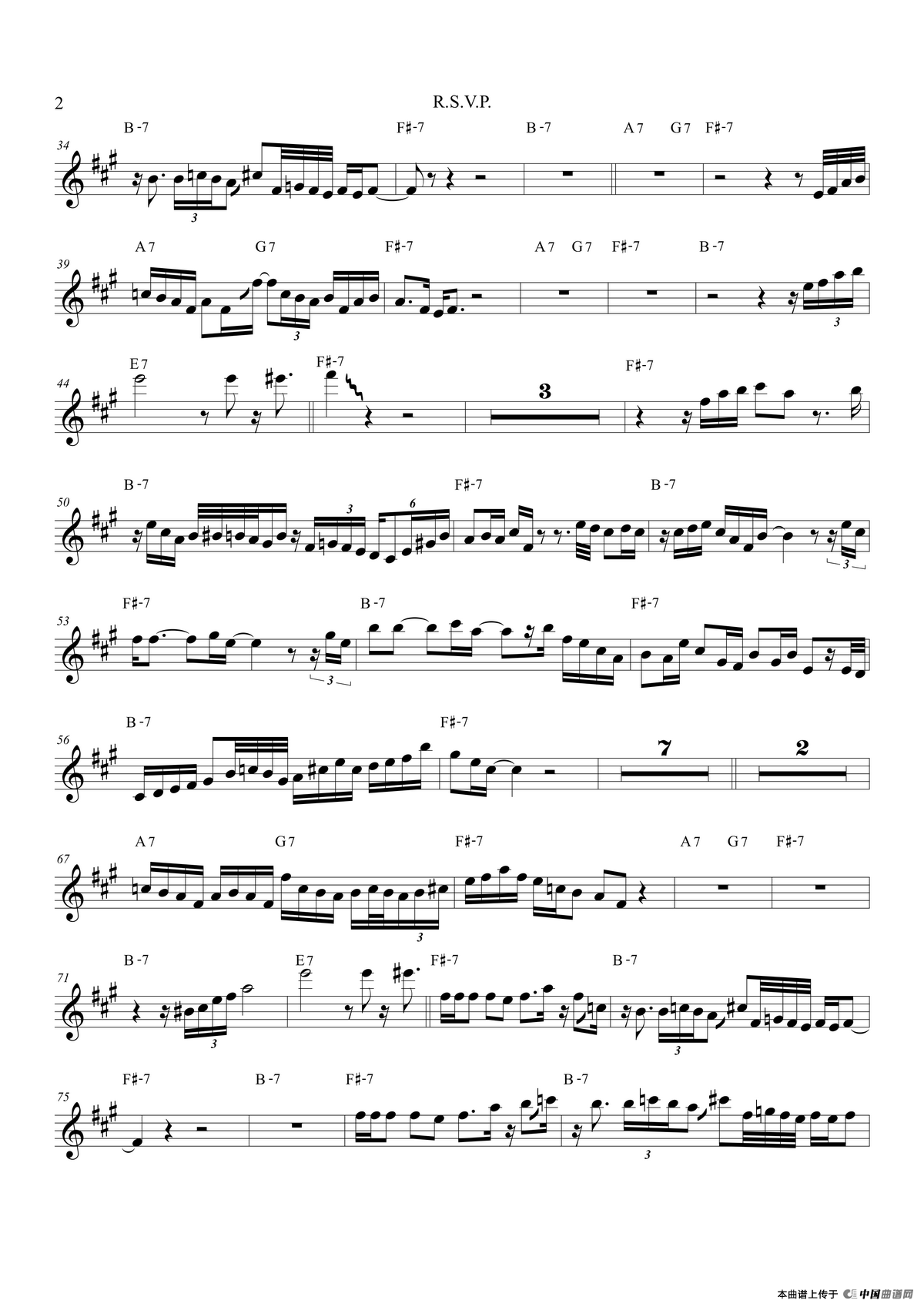 R.S.V.P（Trumpet Bb）萨克斯曲谱（图2）