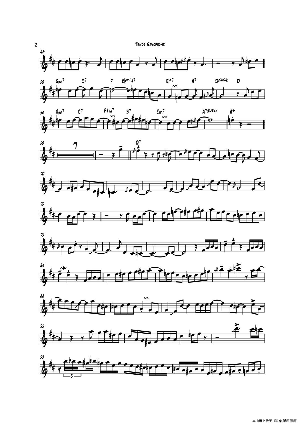 Sax-o-Loco（次中音萨克斯）萨克斯曲谱（图2）