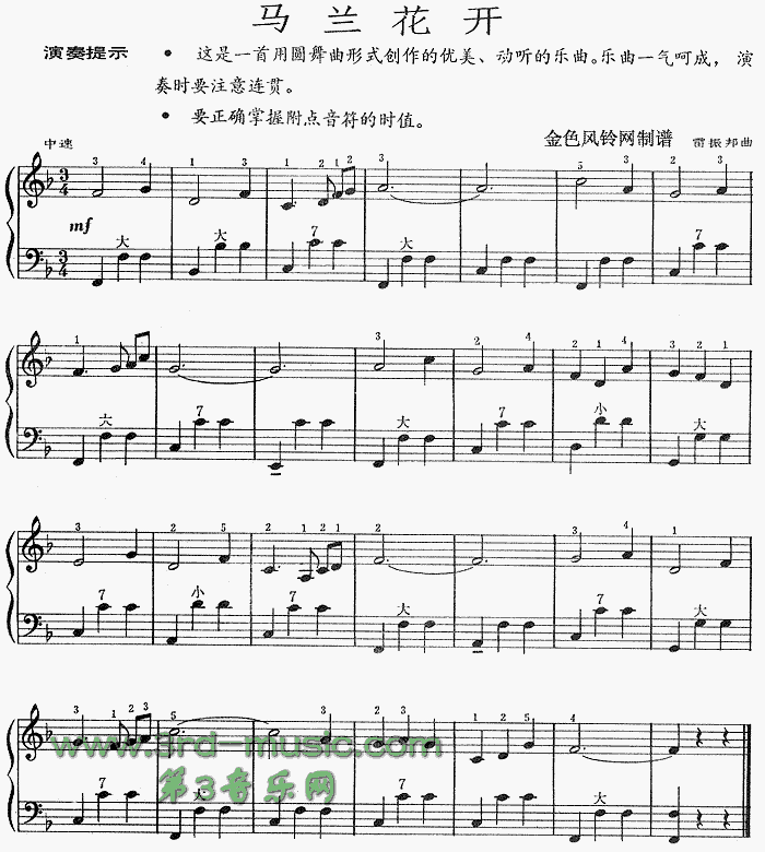 马兰花开[手风琴谱]手风琴曲谱（图1）