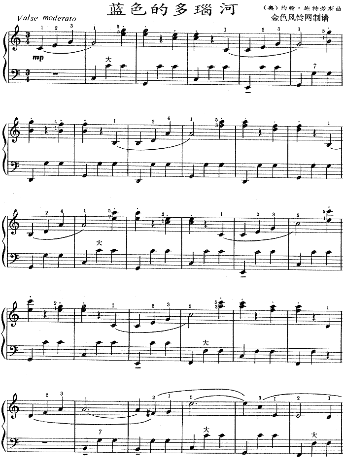 蓝色的多瑙河手风琴曲谱（图1）