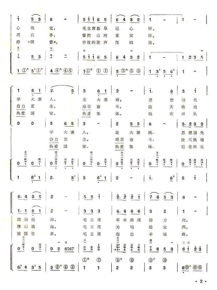 大寨红花遍地开（手风琴简谱系列79）手风琴曲谱（图2）