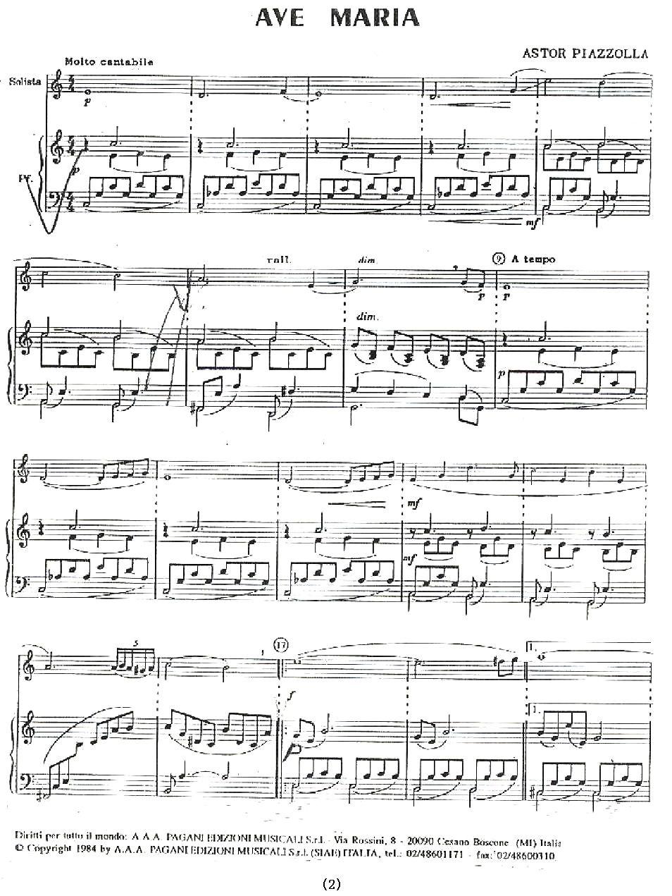 AVE MARIA（万福玛利亚）手风琴曲谱（图2）