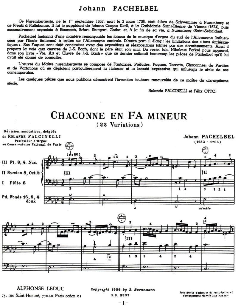 CHACONNE EN FA MINEUR（f小调恰空、二重奏）手风琴曲谱（图1）