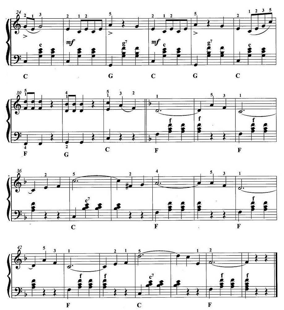 手风琴考级第一级：4、乐曲手风琴曲谱（图2）