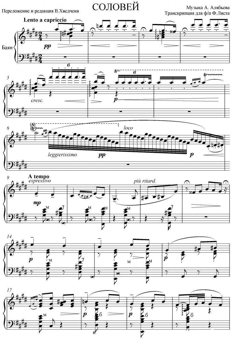夜莺手风琴曲谱（图1）