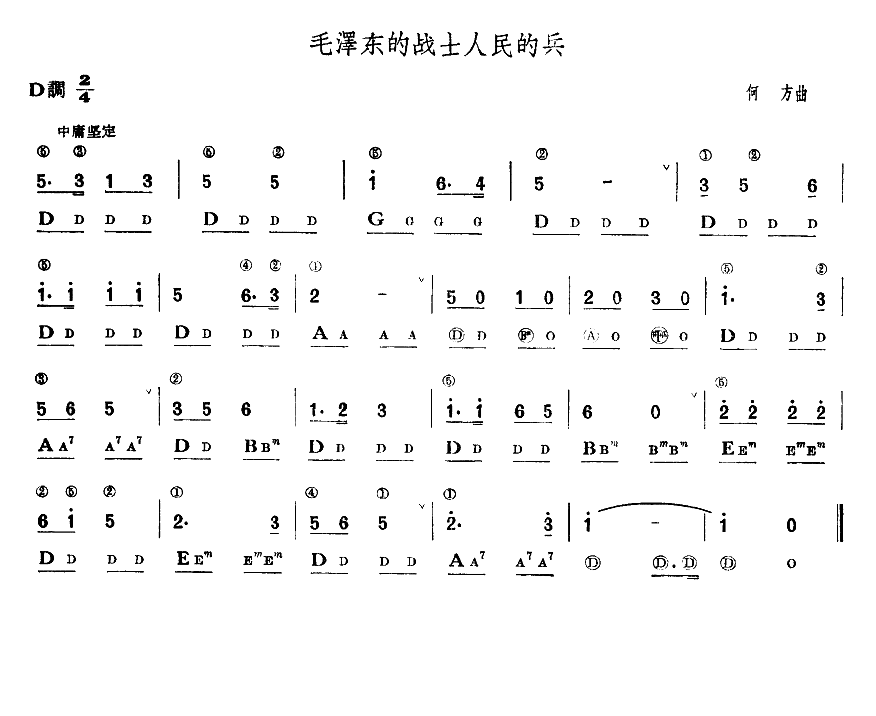 毛泽东的战士人民的兵（手风琴谱）手风琴曲谱（图1）