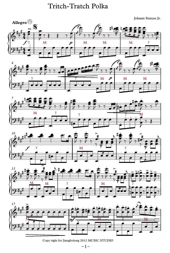 Tritsch-Tratsch Polka（闲聊波尔卡）手风琴曲谱（图1）